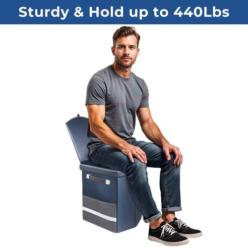 2025 Upgraded 16.5'' XL Portable Toilet for Adults,Tall Camping Toilet with Lid and Convenient Carry Bag, Portable Potty for Camping, Hiking, Car Travel,Truck, RV, Boating, Road Trips, Beach (Blue)