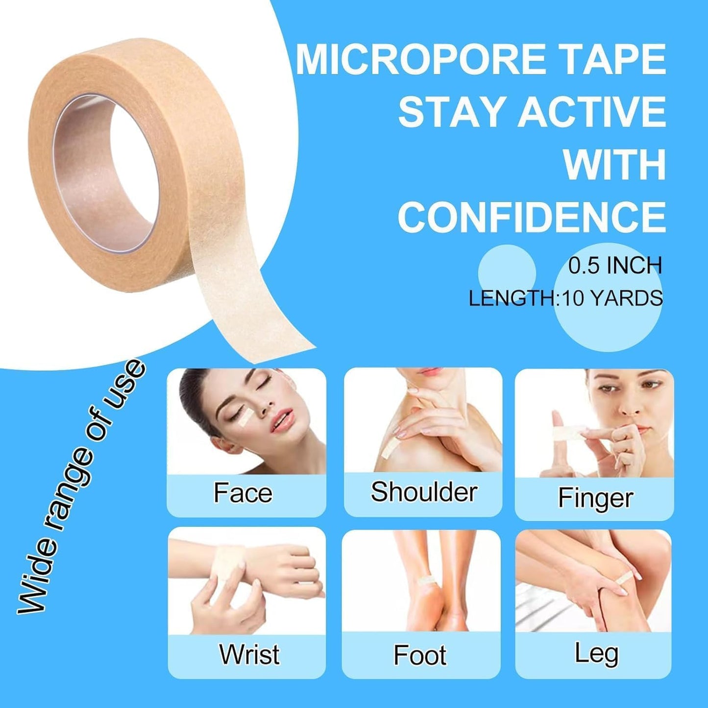 8 Rolls Micropore Tape, Nose Tape for Rhinoplasty Shaping, Flexible Skin Tape Breathable Nose Tape, Self Adhesive Gauze Tape for Wound Injuries Swelling Sports, Yellow(0.5 in x 10 Yd)