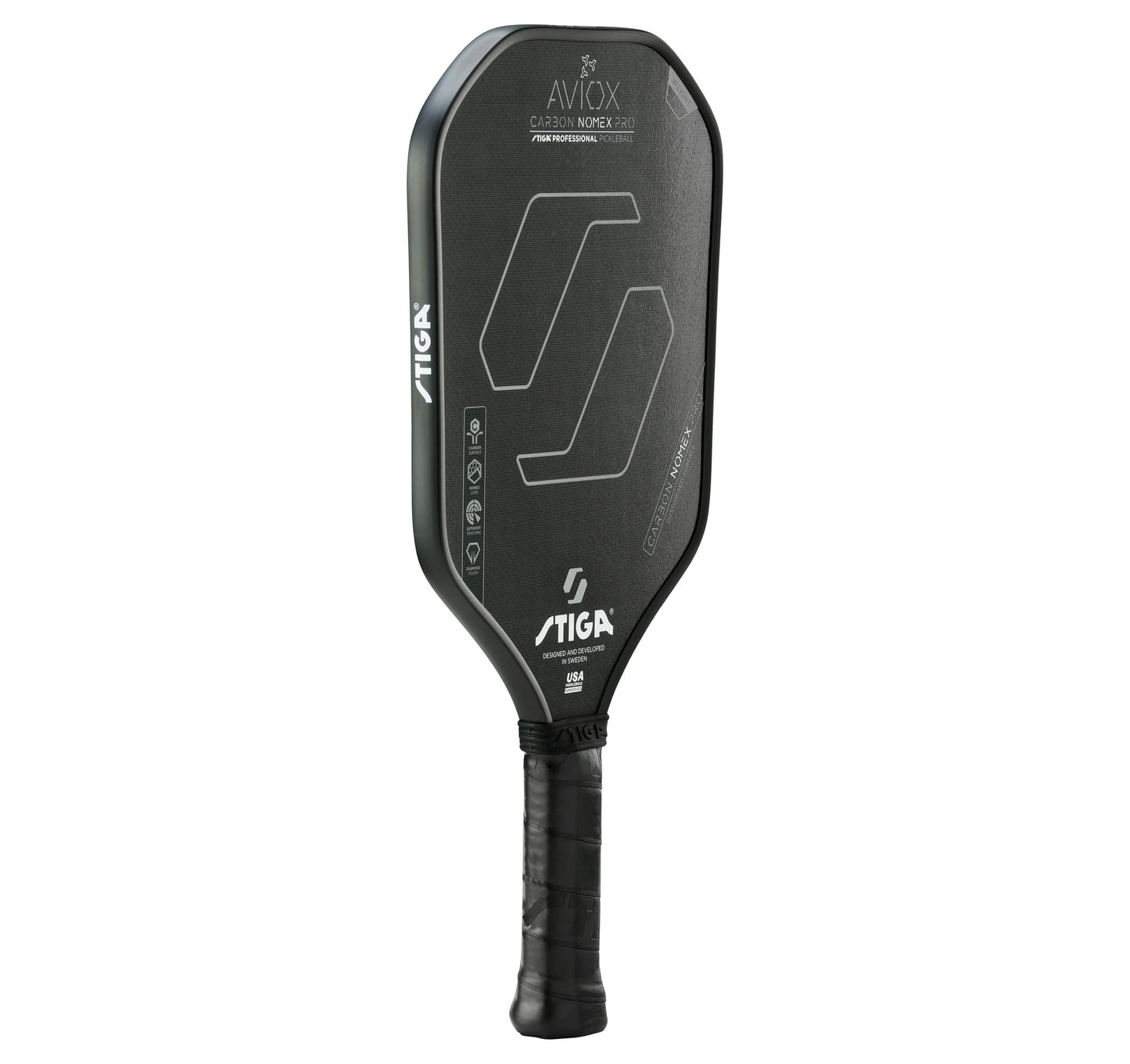 STIGA Aviox Carbon Nomex Pro Pickleball Paddle | Midweight Carbon Fiber Paddle for Power & Speed - Professional Grade - USAPA Approved - Designed in Sweden