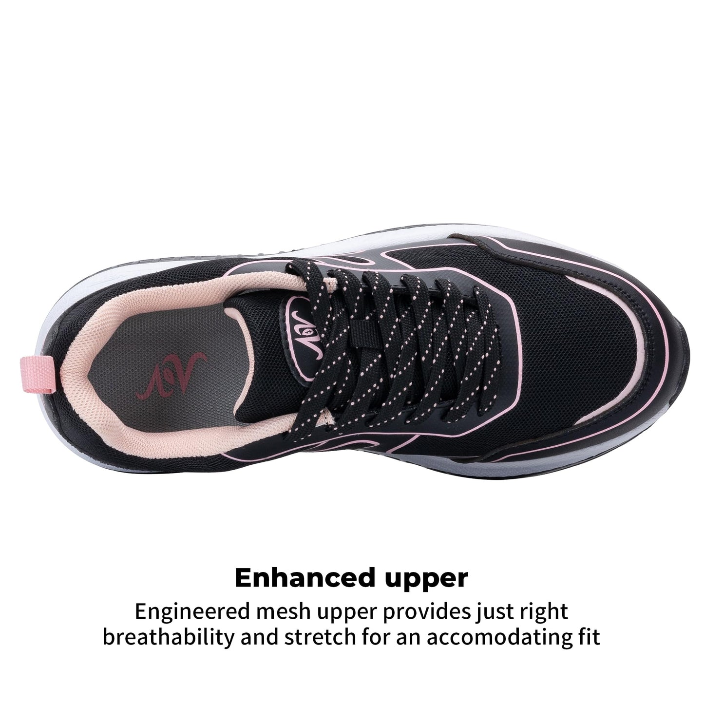 RomenSi Womens Walking Shoes Arch Support Tennis Orthotic Sneakers Plantar Fasciitis Rocker Bottom Shoes for Foot and Heel Pain Relief BlackRose US 6