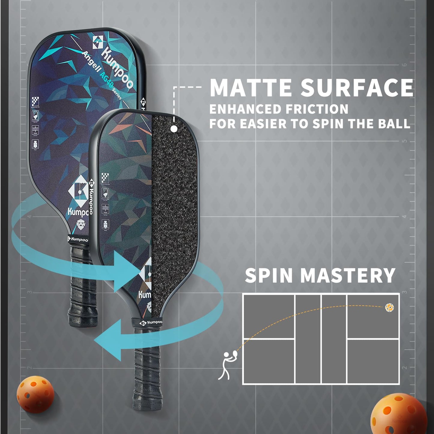 Pickleball Paddle, Carbon Fiber Pickleball Racket Lightweight with Fiberglass and PP Honeycomb Core, Large Sweet Spot Pickle Ball Racquet Set with Cover Gifts for Beginners, AG40 Blue