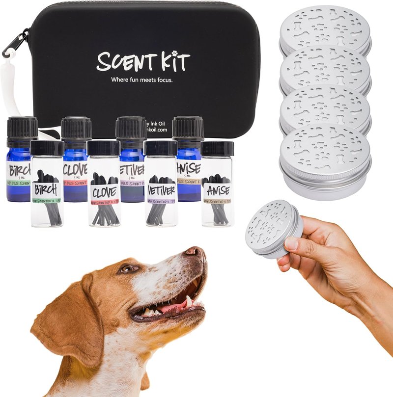 Pup Scent Work Starter Kit | Dog Scent Training with Essential Oils - Anise, Birch, Clove & Vetiver Flavors | Portable Aid Kit