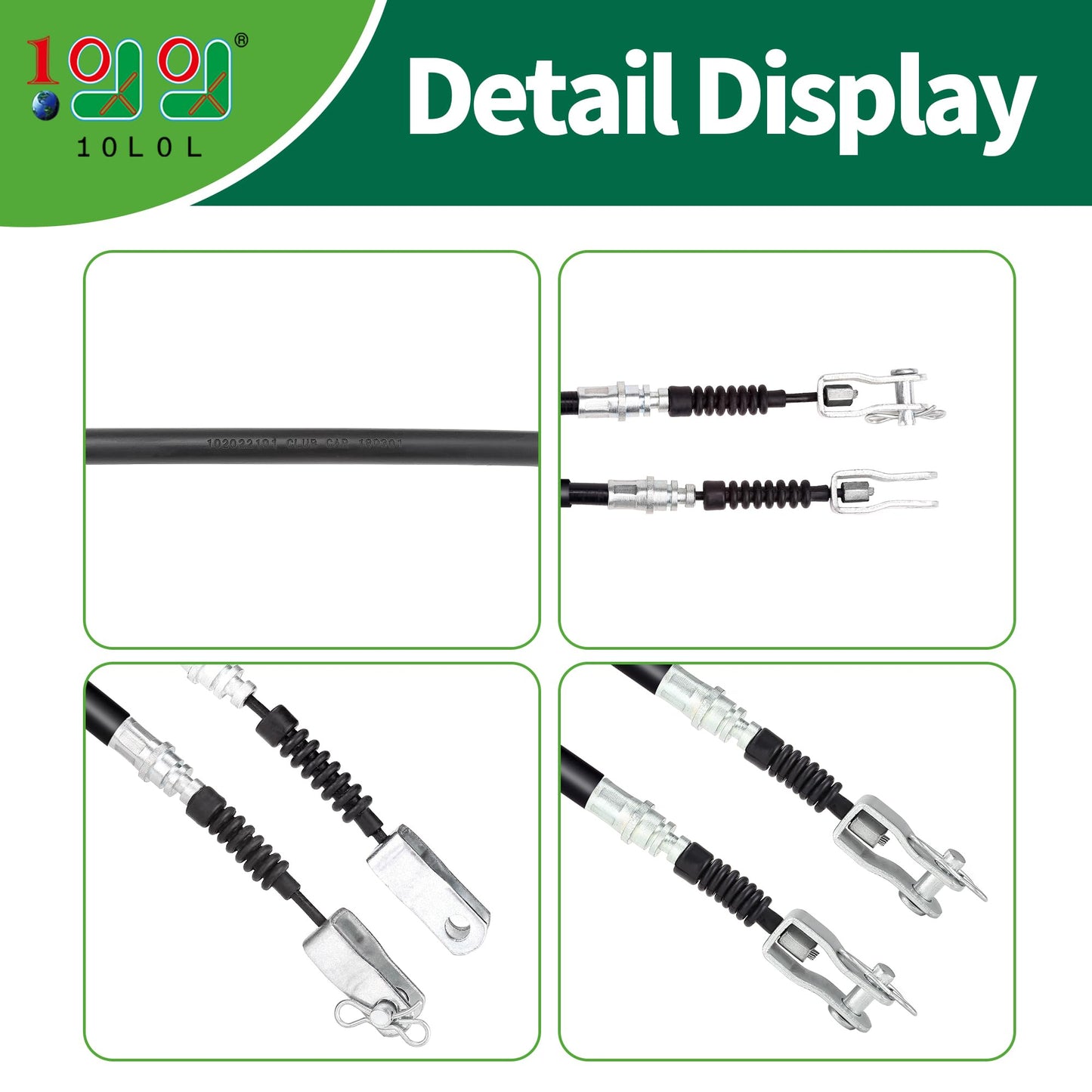 10L0L Golf Cart Brake Cables Set, 42" Long, Driver & Passenger Side, Compatible with Club Car DS 1981-1999 Gas & Electric, Replace OEM 1011125 1011403 1016761-01 101676101