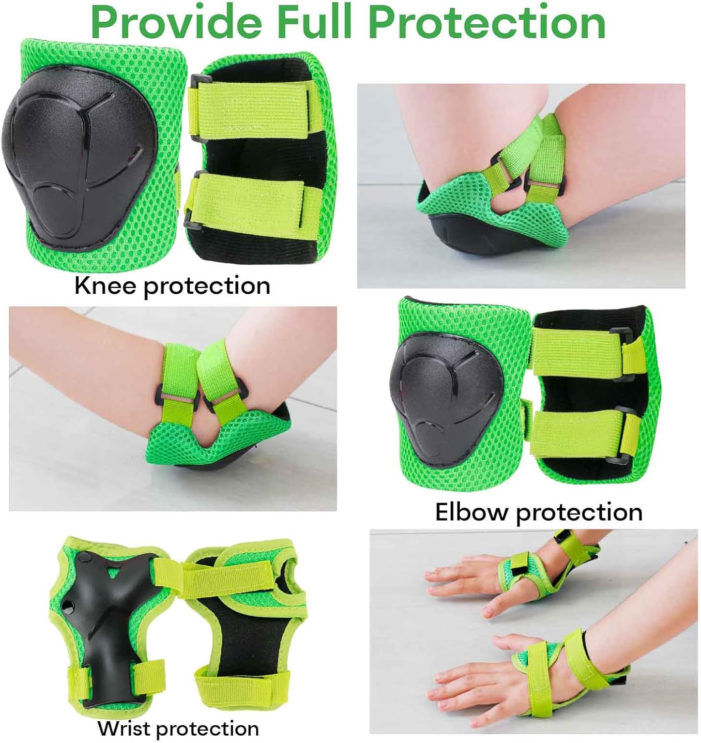 KAMUGO Kids Bike Helmet - Toddler Safety Gear Set with Knee, Elbow & Wrist Pads | Ages 2-8, Boys & Girls