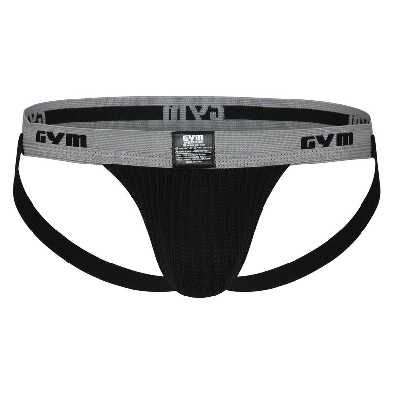 GYM 1" Waistband Swim/Run Jockstrap (Medium, Black)