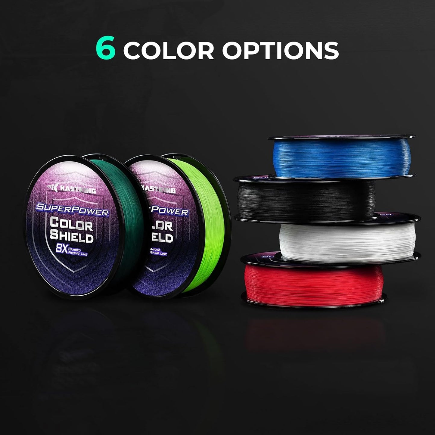 KastKing Superpower ColorShield Braided Fishing Line - Colorfast UHMWPE Fiber, Smooth & Strong | 1000 Yards, High Abrasion Resistance