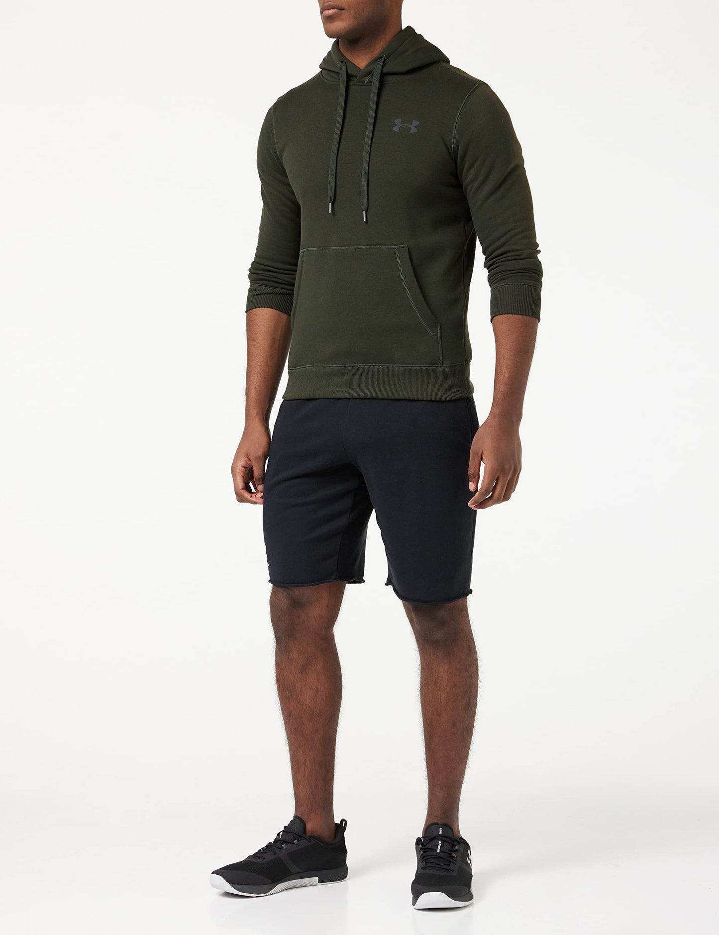 Under Armour Mens Rival Terry Shorts , Black (001)/Onyx White , Small