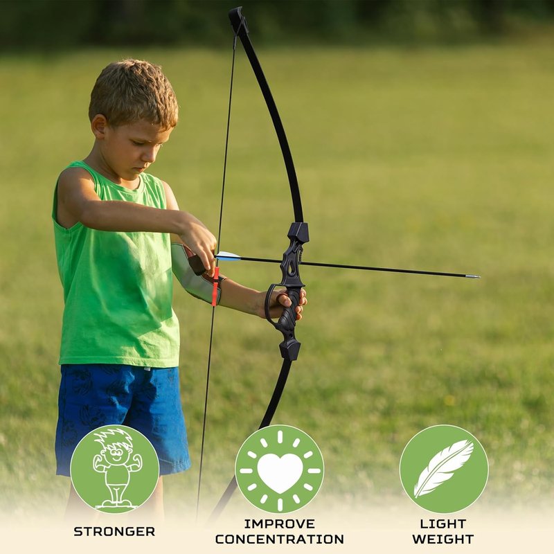 40-Inch Bow and Arrow Set - Ambidextrous Recurve Bow for Teens | 7 Arrows Included, Perfect for Outdoor Games
