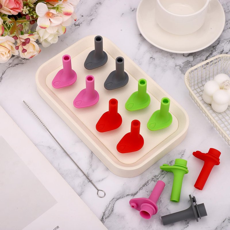 Goktvai 12pcs Replacement Bite Valves with Cleaning Brush for Zak Designs Kelso 15oz Water Bottle, BPA-Free Silicone Mouthpiece Reusable Straw Cup Parts (Gray, Rosy Red, Green, Red)