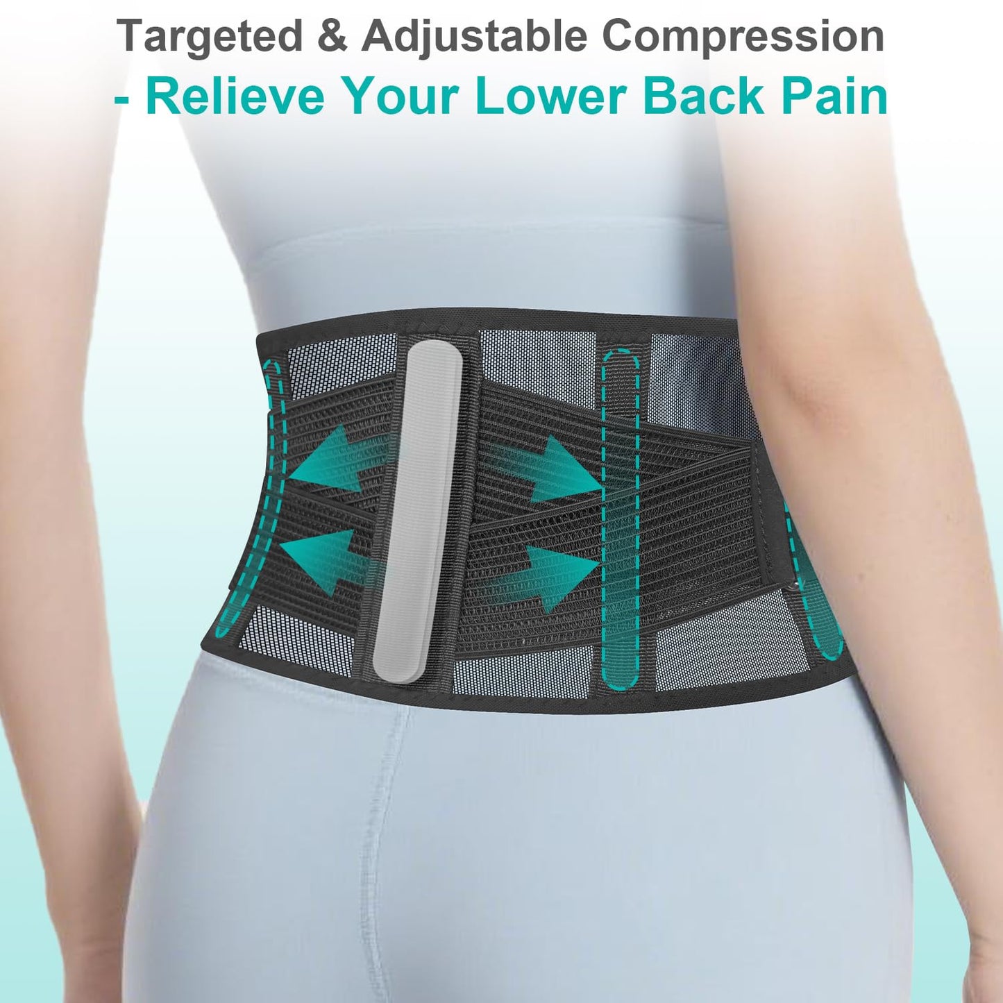TitanGuard Ultra-Thin & Lightweight Back Brace for Lower Back Pain,Sciatica,Scoliosis,Slipped Disc- Breathable & Adjustable Back Brace Belt for Women and Men under clothes,Black.