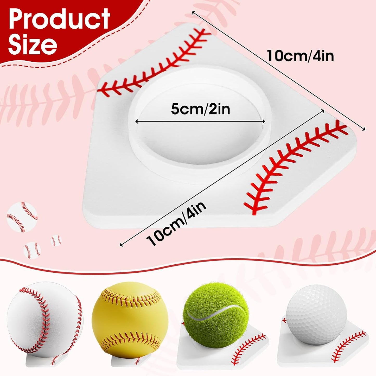 Wooden Baseball Stand - Home Plate Shape Display Holder for Memorabilia | Heavy Duty Baseball Decor for Office & Trophy Shelf