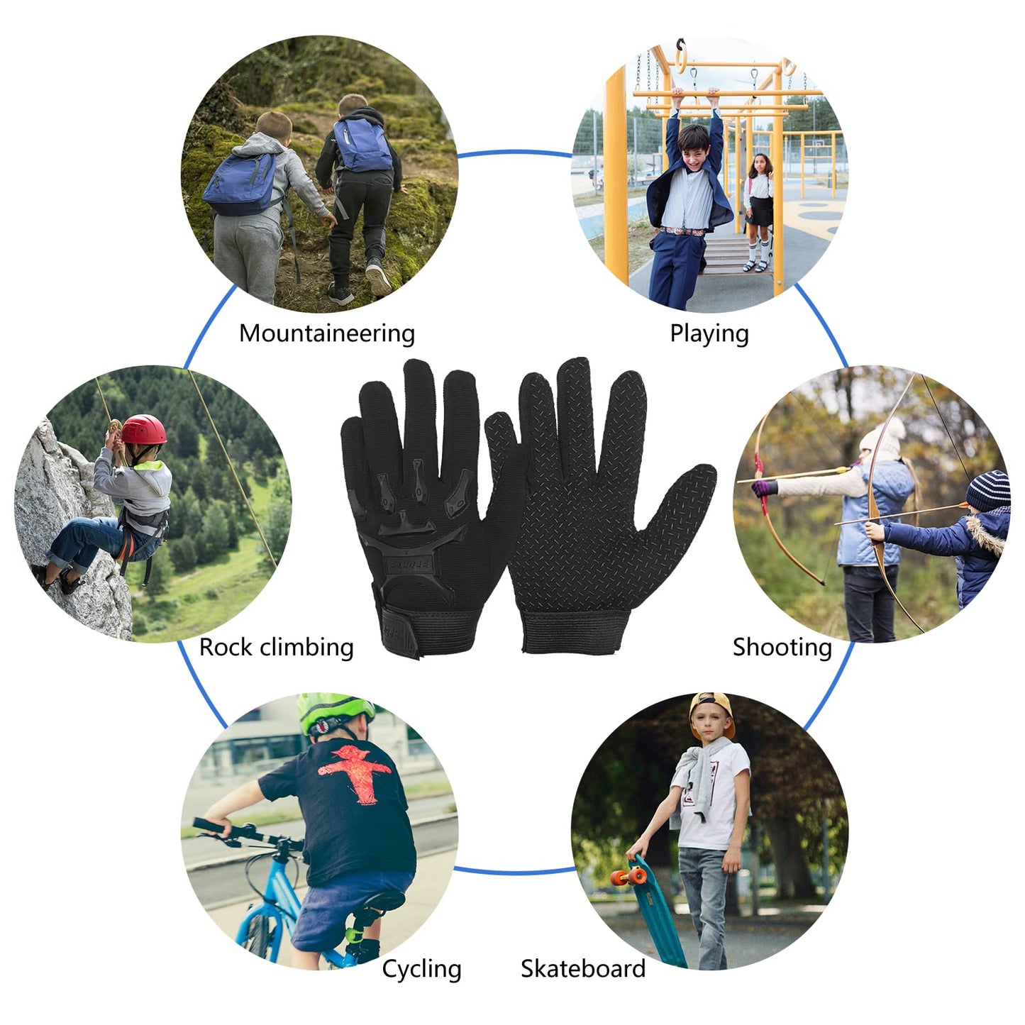 Long Keeper Kids Cycling Tactical Gloves – Boys Sport Climbing Fishing Gloves Anti Slip Full Finger Gloves