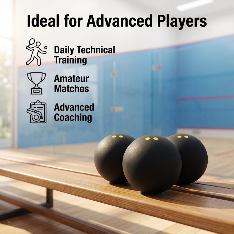 VisnzvLux 3 Pieces Double Yellow Dot Squash Ball Custom Logo Professional high Elasticity Resistant to Play for Training and Practice