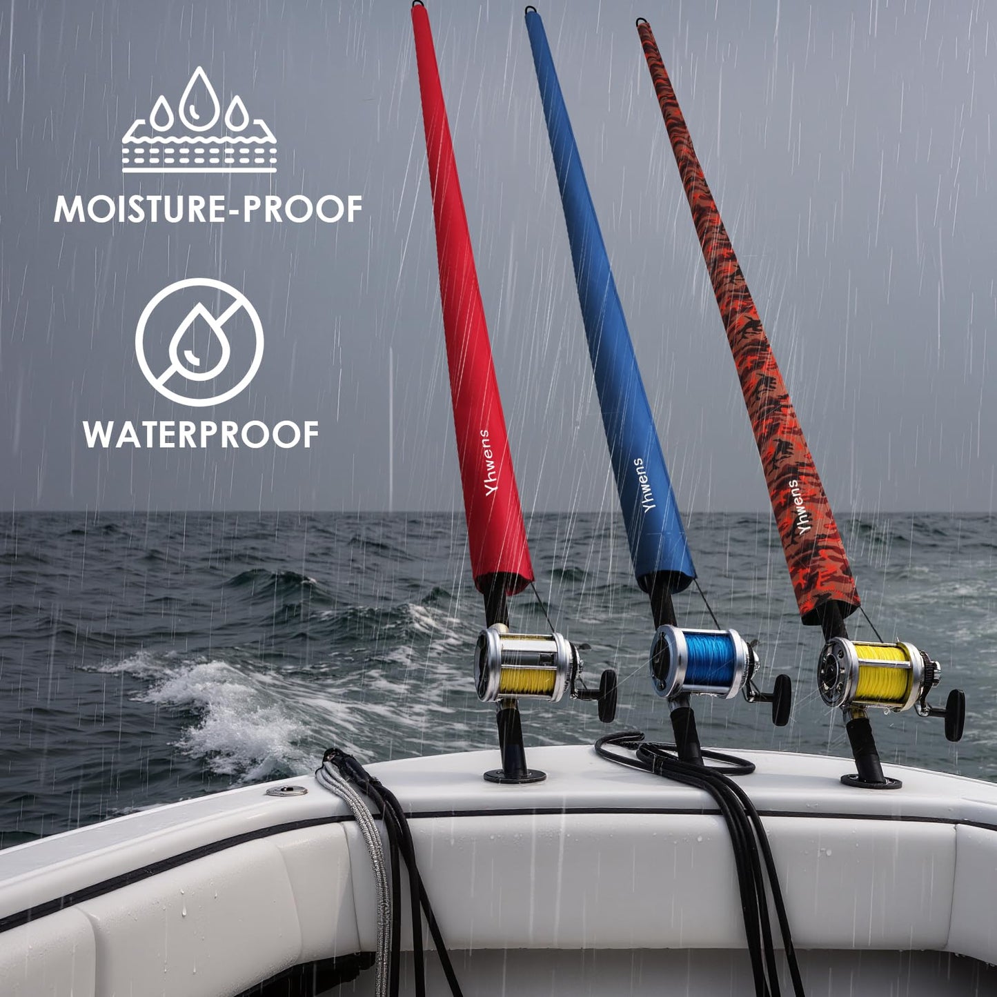 Yhwens Neoprene Fishing Rod Sleeve Rod Socks for Fishing Poles Sleeve Rod Cover Rod Protector for Casting Spinning Trolling Fishing Rod Storage Durable(68” Red Camo 2Packs)