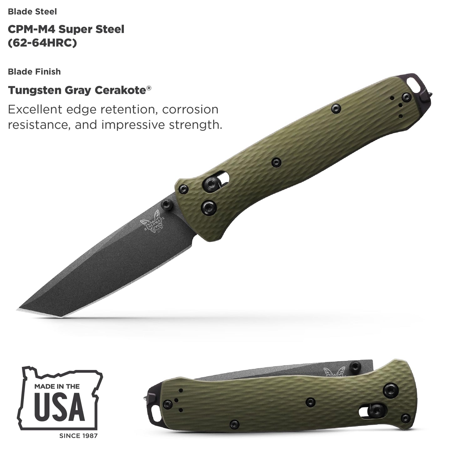 Benchmade - Bailout 537GY EDC Knife with Woodland Green Handle (537GY-1)