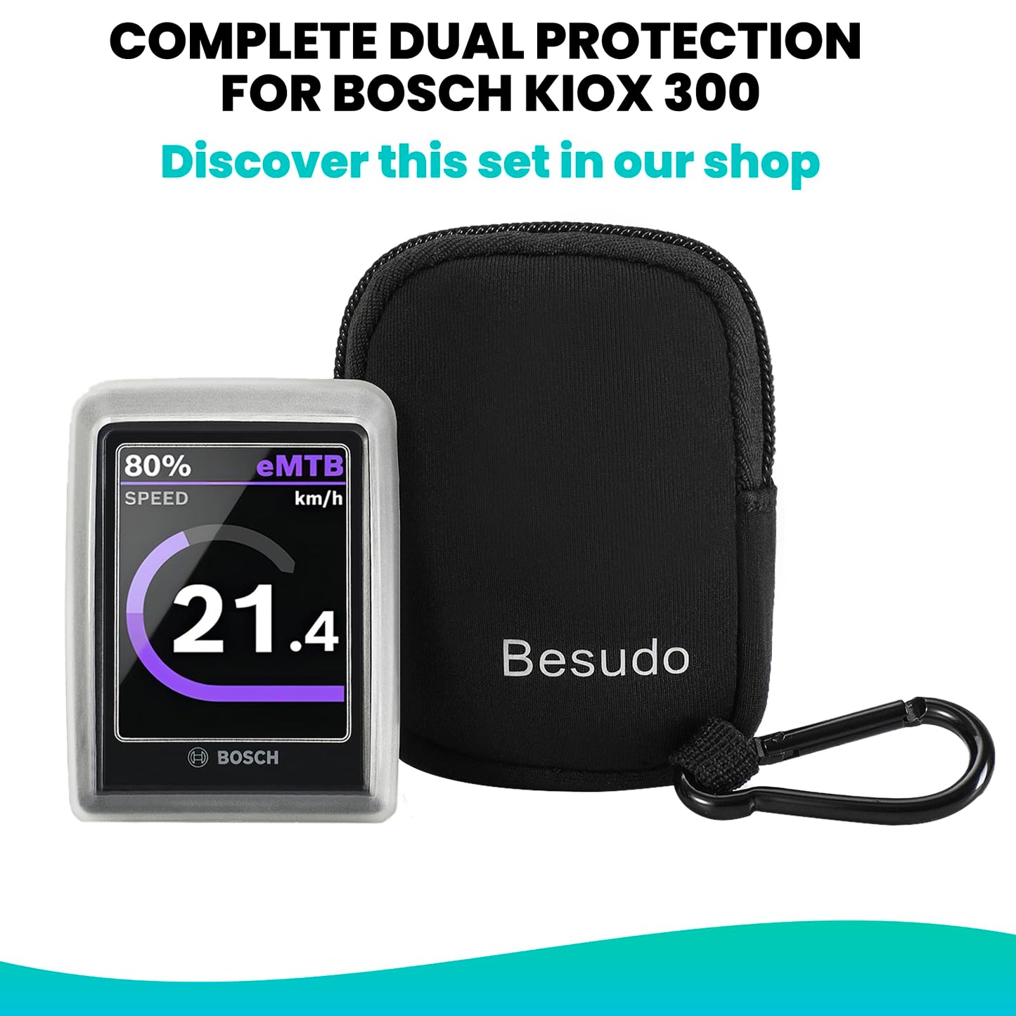 Besudo Protective Case Compatible with Bosch Kiox 300 Display - Screen Protector fit for E-Bike Display Bosch Kiox 300 from Scratches and Shocks - 36-K