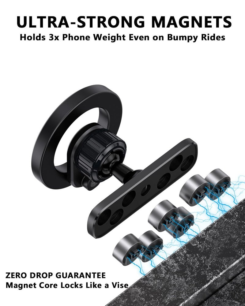 Foldable Magnetic Phone Holder for Golf Cart and Gym, 360° Adjustable Phone Holder for MagSafe, Dual Magnet Fitness Phone Mount Compatible with iPhone 16/15/14/13/12 Series, Golf Cart Accessories
