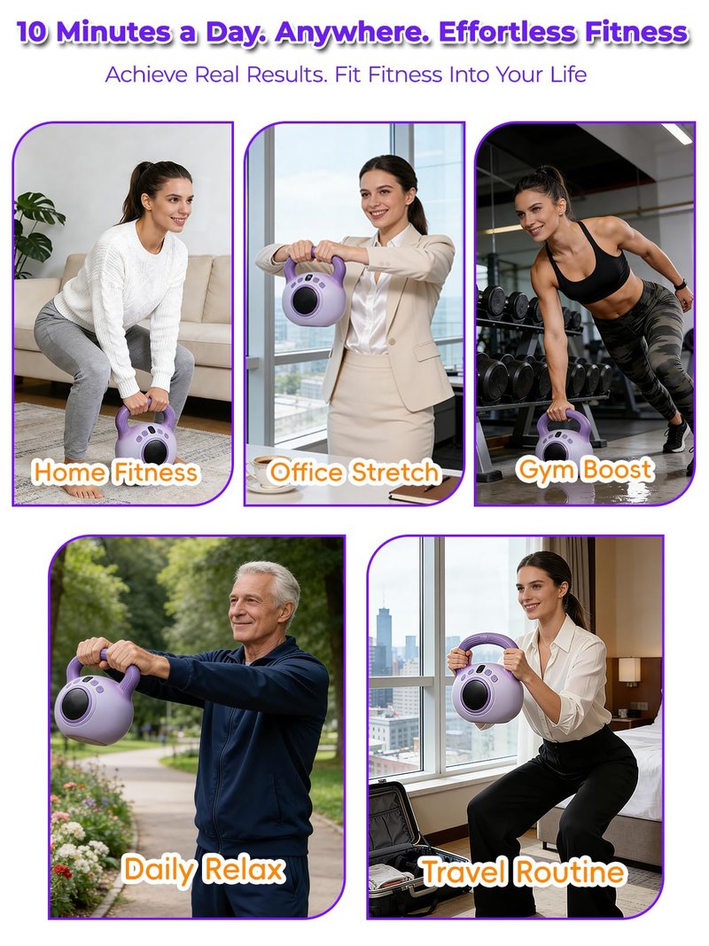 BOWMC Vibration Kettlebell, Slimming Vibration Plate Exercise Machine for Women, Fat Loss, Body Sculpting, Lymphatic Drainage & Circulation Support, Full Body Vibrating Home Workout Equipment (1PCS, Purple)