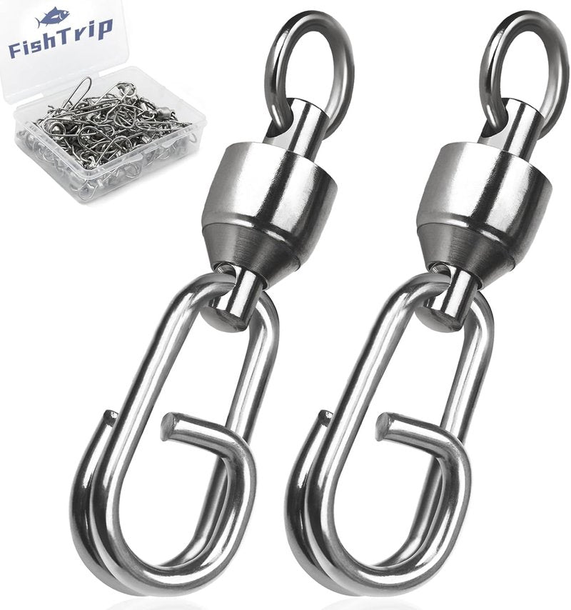 Ball Bearing Swivel Snap Swivels - 25pcs Fishing Tackle for Saltwater & Freshwater | Size 1 (41lbs)
