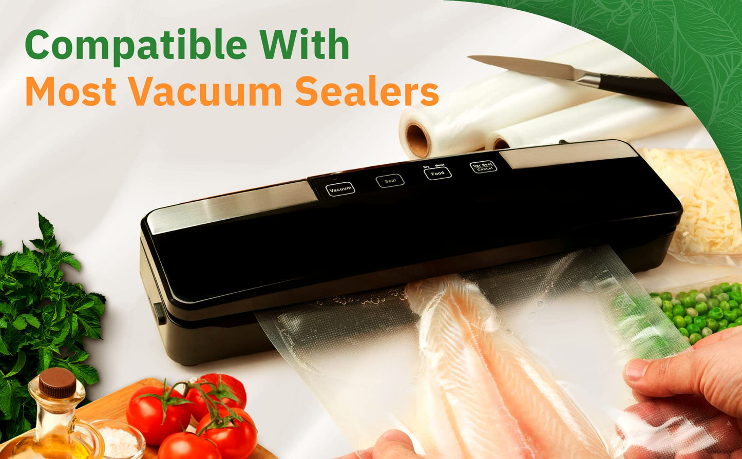EverFresh 11" x 25' Vacuum Sealer Rolls, 4 Pack | 15% THICKER Embossing | Compatible with FoodSaver Machines, BPA Free, Commercial Grade Food Sealer Bags