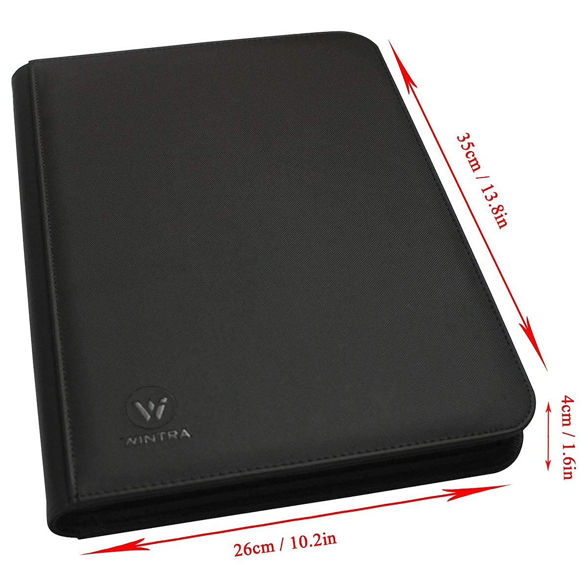 WINTRA Premium 360 Pockets Black Zippered Playing Card Binder - Sturdy Trading Card Holder Album ，9 Pocket Side Loading Card Folder with 20 Sheet Sleeves for Trading and Sports Cards