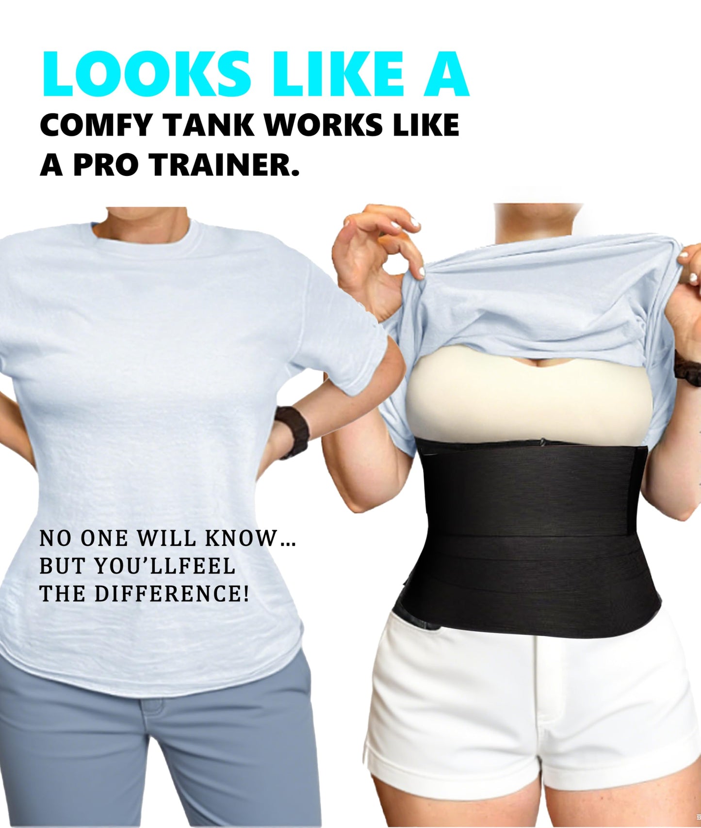 Waist Trainer for Women - Adjustable Postpartum Belly Wrap Tummy Control Bandage & Core Stability, Elastic Waist Trimmer Belt for Fitness, Daily Use, Black