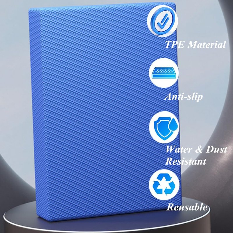 High-Density Balance Pad, Extra Large Balance Pad for Physical Therapy, TPU Foam Balance Board for Rehabilitation Stability Workout Knee and Ankle Exercise (Blue, 19.69 * 15.7 * 2.36inch)