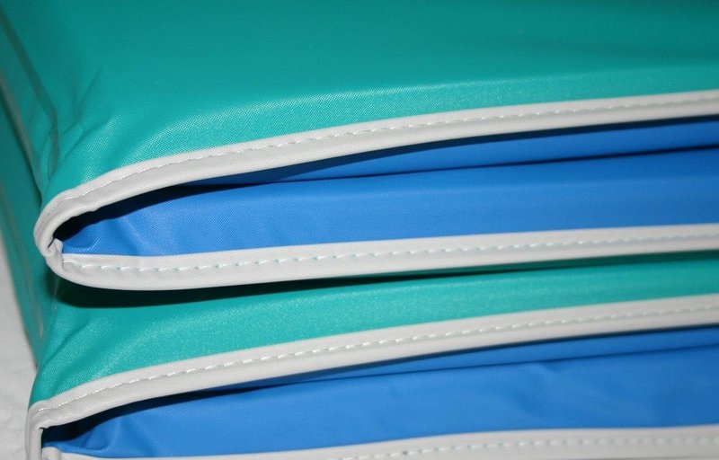KinderMat Jr. Daydreamer 2" Thick Rest Mat - 44" x 19" | Blue/Teal with Grey Binding for School & Daycare