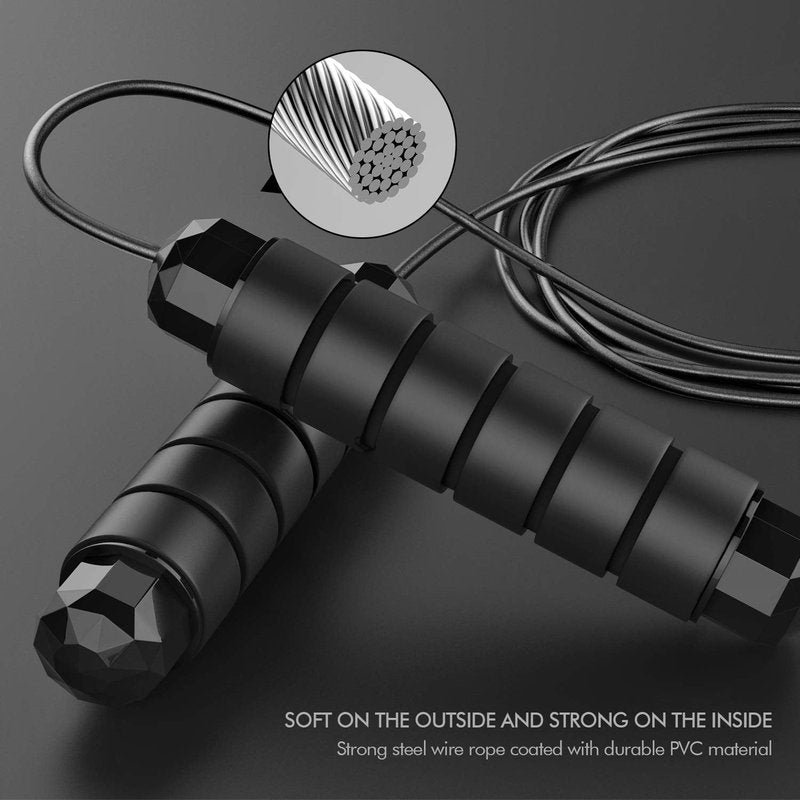 Jump Rope, Tangle-Free Rapid Speed Jumping Rope Cable with Ball Bearings for Women, Men and Kids, Adjustable Foam Handles Steel Jump Ropes for Fitness