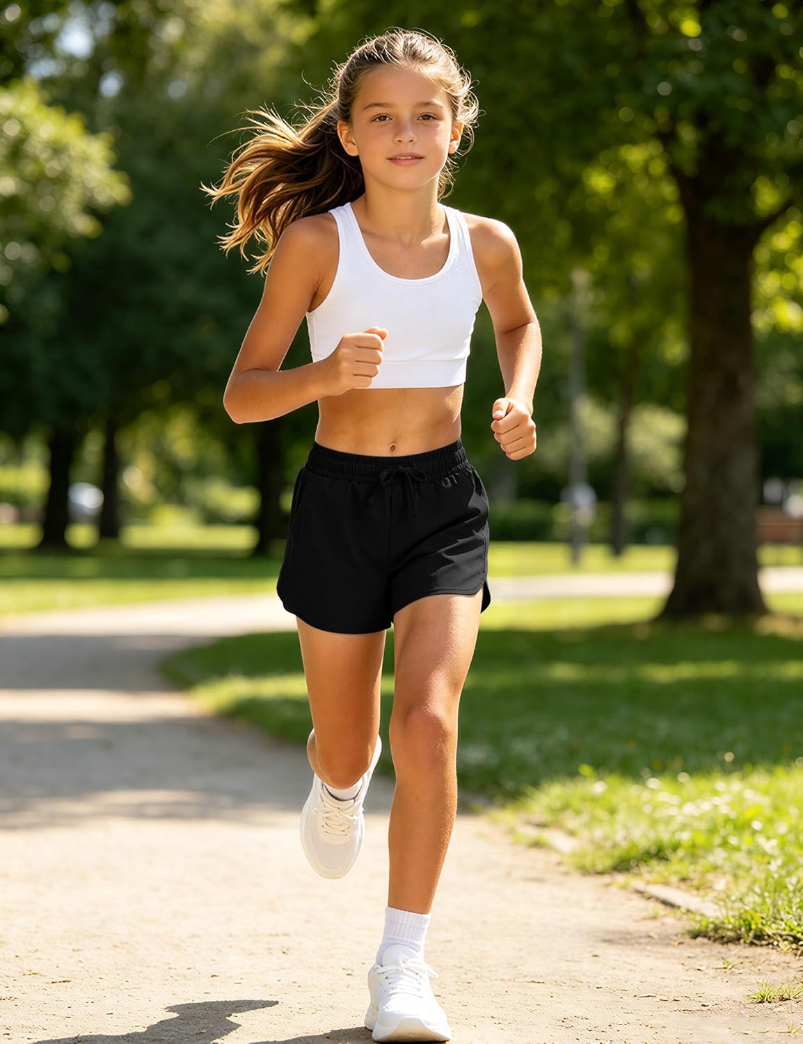 Girls Athletic Running Shorts - 2 in 1 High Waist Liner for Basketball & Volleyball | Comfortable Fit