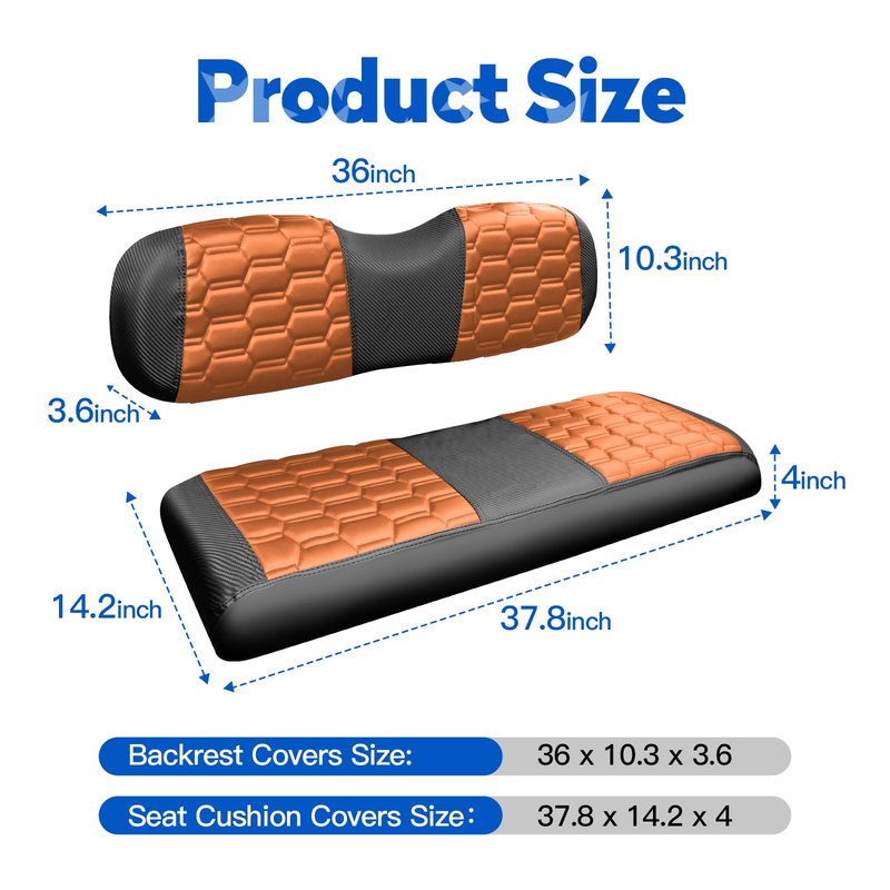 NOKINS Golf Cart Seat Covers, Fit for YAMAHA/G29/Drive2 OEM Standard Front Seat Cushion, Yamaha Accessories Vinyl Seat Covers, No Nails Required(Carbon Fibre Black and Black)