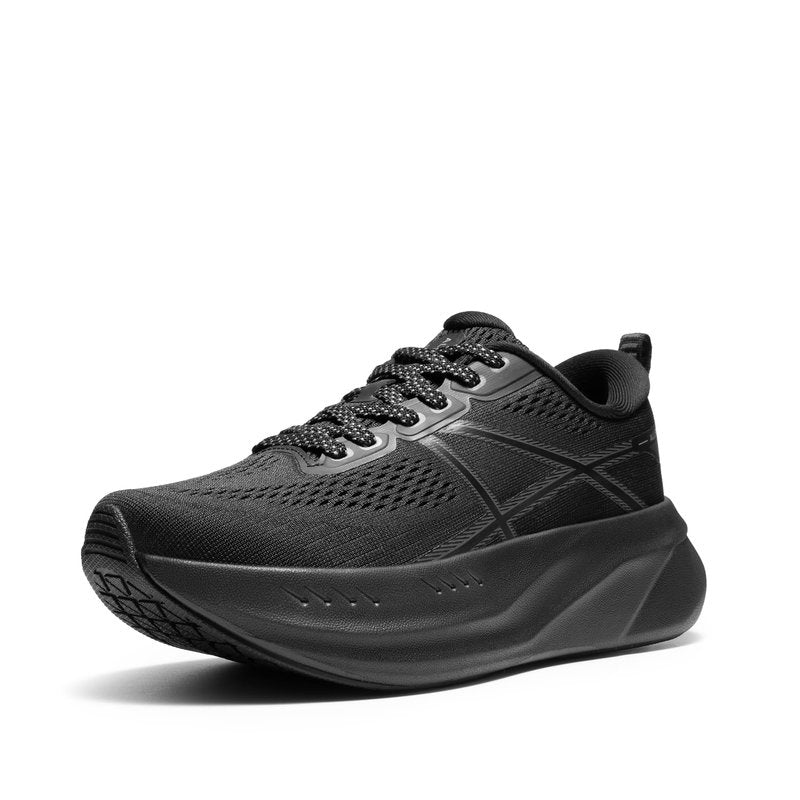 ALLSWIFIT Women's Road Running Shoes Cushion Tennis Shoes Non-Slip Comfortable Lightweight Gym Workout Athletic Arch Support Walking Sneakers Active5K,Size 8.5,All Black,AWUMRS2503