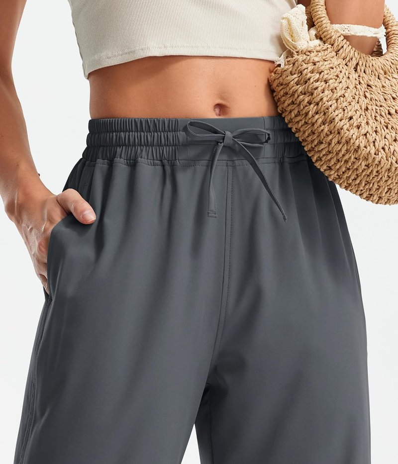 Lightweight Wide Leg Capri Pants for Women - High Waisted, Quick Dry, Casual Travel Style | Loose Fit with Pockets
