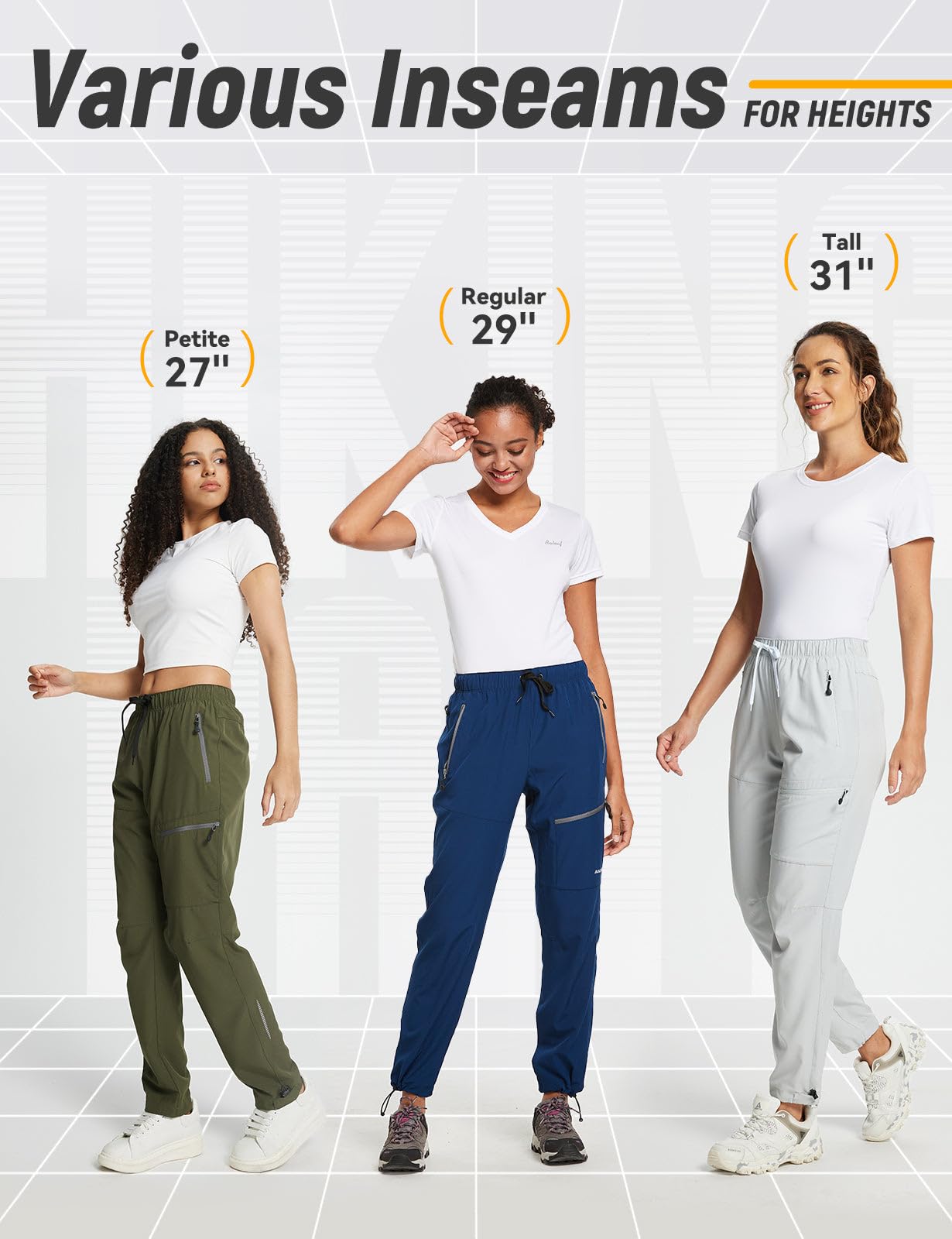 baleaf Travel Pants Women Hiking Long Tall Lightweight Quick Dry Water Resistant Cargo Pants 31'' Trip 31''-Dark Gray XS
