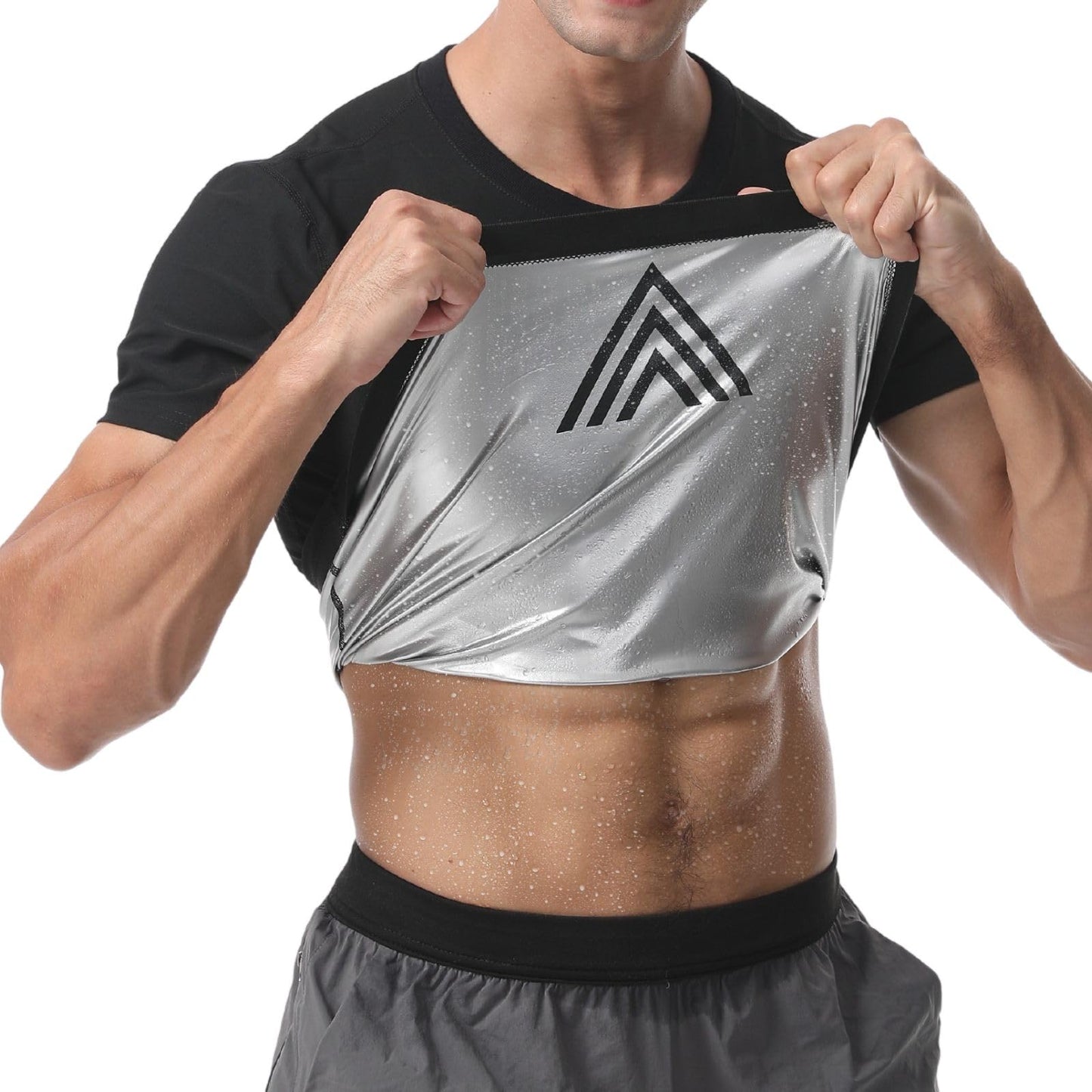 HEATTRAP Men’s Sauna Suit Shirt - Heat Trapping Sweat Compression Vest, Shapewear Top (Black, XL)