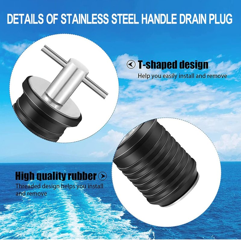 Drain Plug - T-Shape Twist-Turn Marine Boat Drain Plug | Brass Snap Handle, 3/4" to 1-1/4" Sizes