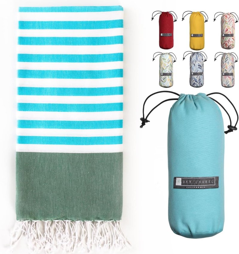 Turkish Beach Towel - Quick Dry, Sand-Free, Lightweight | 39 x 71 Inches, Travel Bag Included