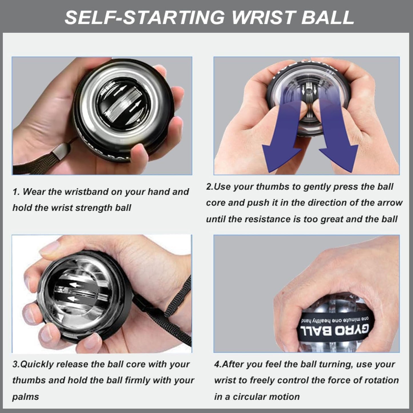 Curaball Torque Ball - LED Gyro Hand Exerciser with Portable Case | Grip Strength Trainer for Arms & Muscles