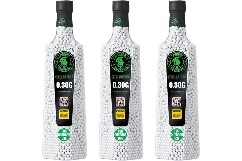 Lancer Tactical Airsoft BBS for Outdoor Field Bulk Premium Polished 6mm 0.20g-0.30g 5100 Rounds for Each Bottles X3-Outdoor Field Compliant