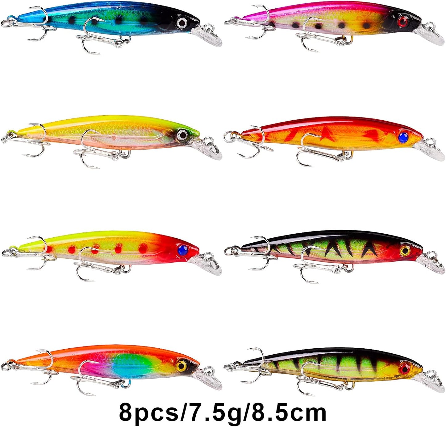 Bass Fishing Lures Kit - Topwater Hard Baits & Crankbaits for Freshwater & Saltwater | 12-Piece Set