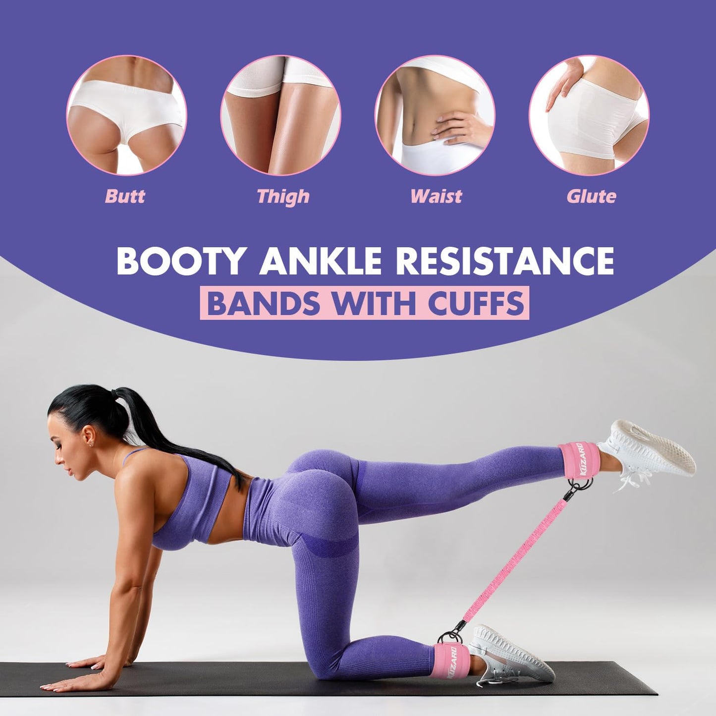 Resistance Bands Set with Ankle Straps, Glutes Workout Equipment, Ankle Bands for Working Out, Butt Exercise Equipment for Women Legs and Glutes - Perfect for Home Workouts and Fitness Training