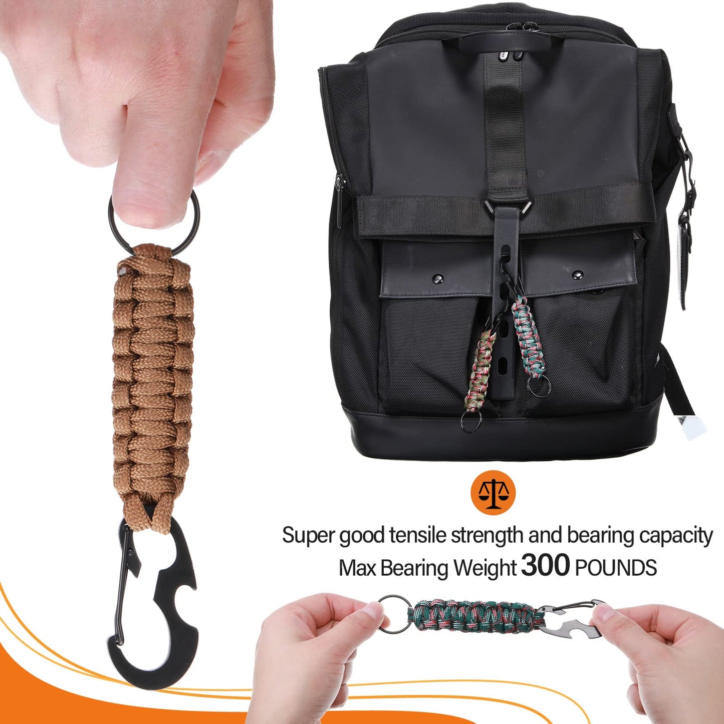 MTLEE 10 Pcs Paracord Keychain Lanyard Military Braided Keychain Tactical Rope Bottle Opener Heavy Duty Hook for Outdoor Survival Camping Hiking