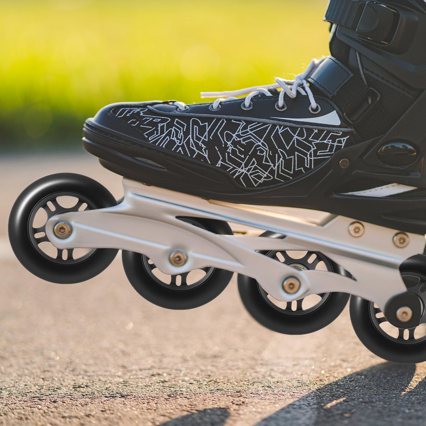 8 Pack Inline Skate Wheels, Luggage Suitcase Replacement Wheels, 80mm Roller Hockey Blade Replacement Wheel with ABEC-7 Bearing for Girls & Boys Roller Blade Skating - Black