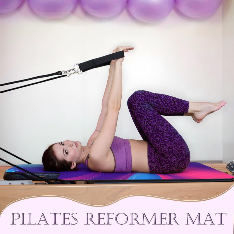 Shyyween 2 Pack Pilates Reformer Mat, Non-Slip Microsuede Cover with Headrest Cutout, Natural Rubber Backing, Sweat-Wicking, 38"×22", Fits Most Reformers, Pink & Purple