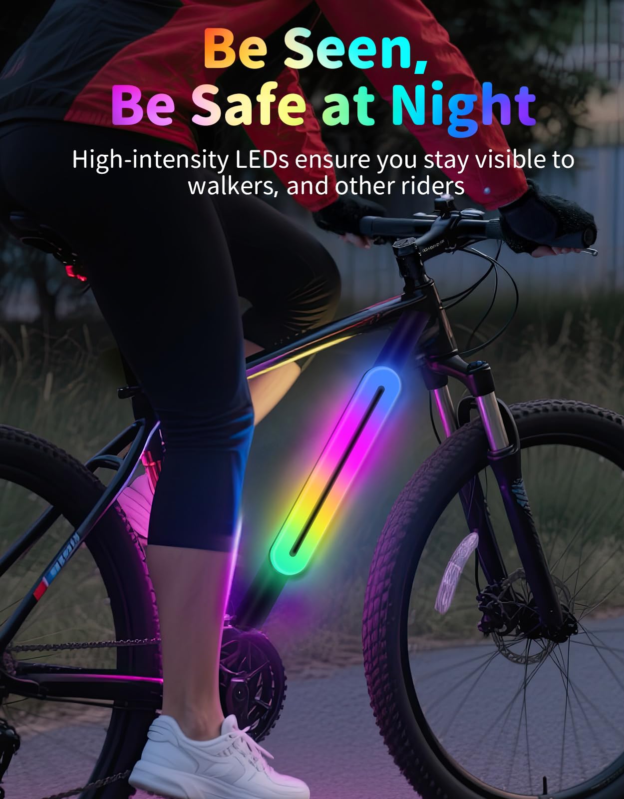 BELEEV LED Scooter Frame Light for Night Riding, 11 Flashing Effects, Battery Powered, Fits for Bicycles Electric Kick Scooters, Cool Bike Accessory for Adult, Kids & Teens, Ideal for Riding Camping