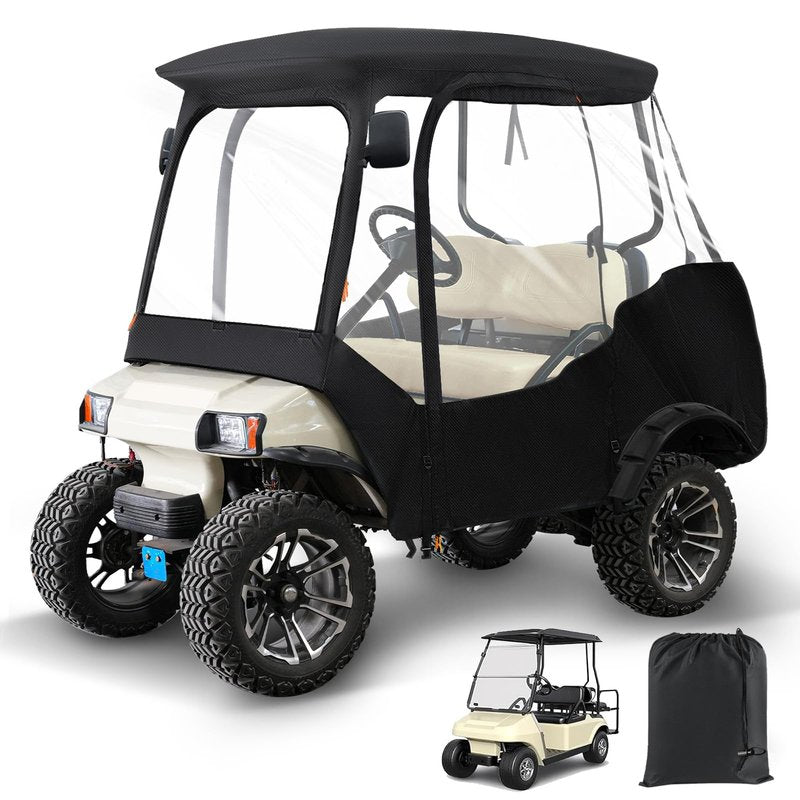 CartClan Golf Cart Enclosure Suitable for 4 Passenger Club Car DS Golf Carts, Club Car DS Golf Cart Heavy Duty Rain Cover with 4 Zipped Doors(Includes Storage Bag)