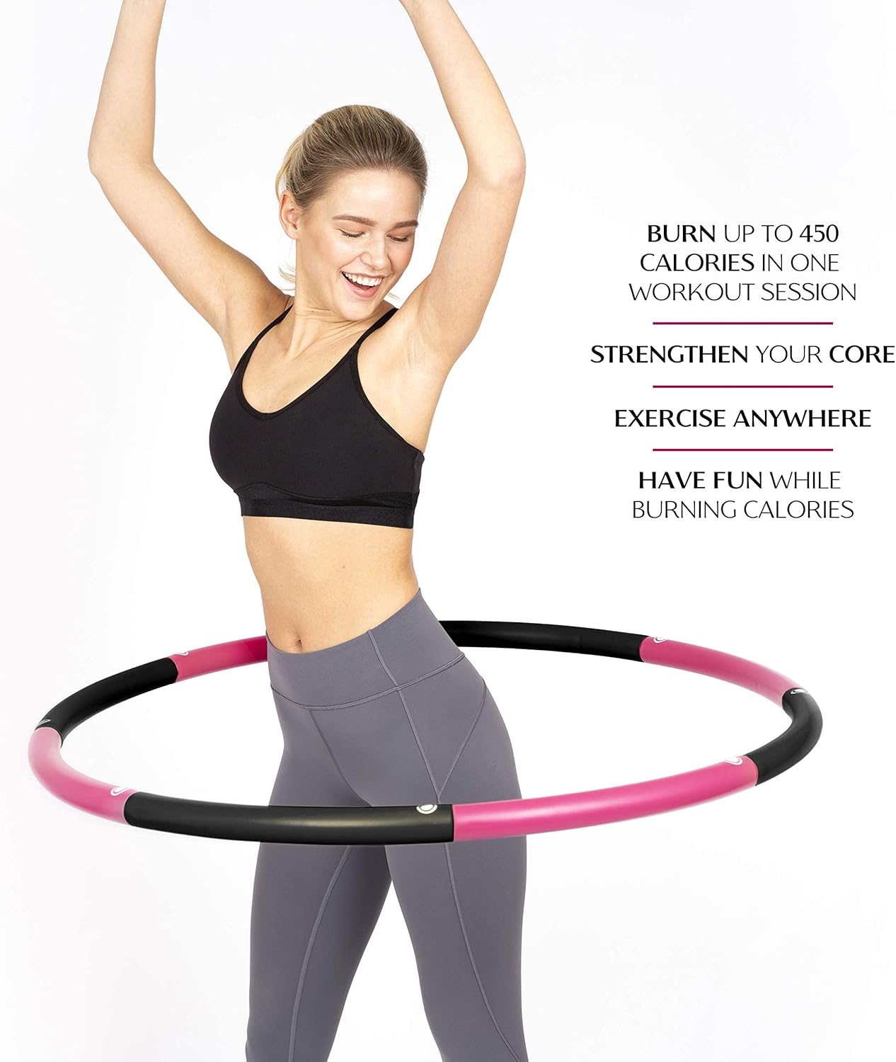 Active Exercise Fitness Hoop for Adults - Easy to Spin, Soft Padding, Detachable Design for Home & Gym Workouts