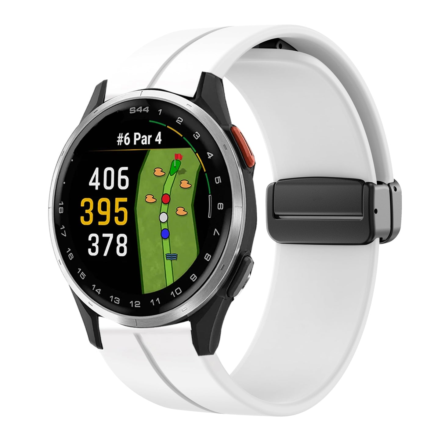 Lamshaw Compatible with Garmin Approach S44 Band, 20mm Quick Release Soft Silicone Sport Wristband Replacement Straps Compatible for Garmin Approach S50, S44, S42, S40 Smartwatch (White)