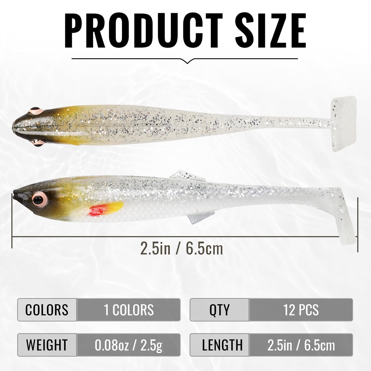 TRUSCEND Hand-Painted Soft Fishing Lures 12PCS, Paddle Tail Swimbaits, Fishing Lures for Bass Trout Crappie Walleye, Durable Plastic Bait for Bass Fishing, Shad Fishing Bait for Freshwater Saltwater