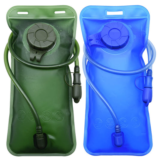 FGBNM 1.5/2/2.5/3L Hydration Bladder, 2pcs Water Bladder, Leakproof Water Reservoir for Hiking Biking Climbing Cycling Running Camping Backpack, Blue and Army Green (2L)